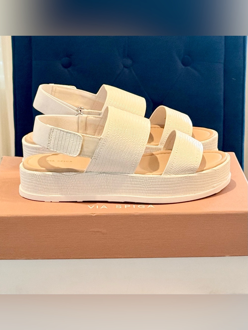 🚨🔻Via Spiga Women Gabourey2 Platform Platform Sandals|Sz. 8.5 | White | NWB
